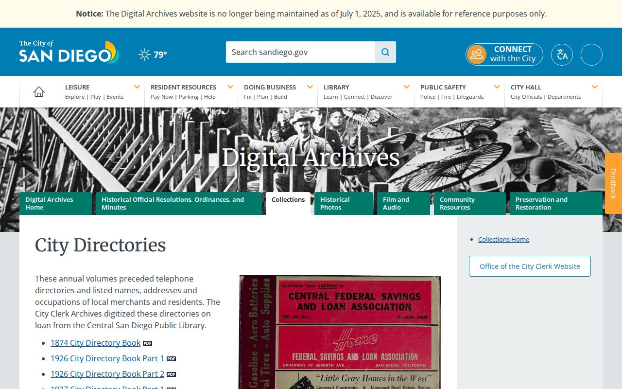 San Diego city directory digitized collection