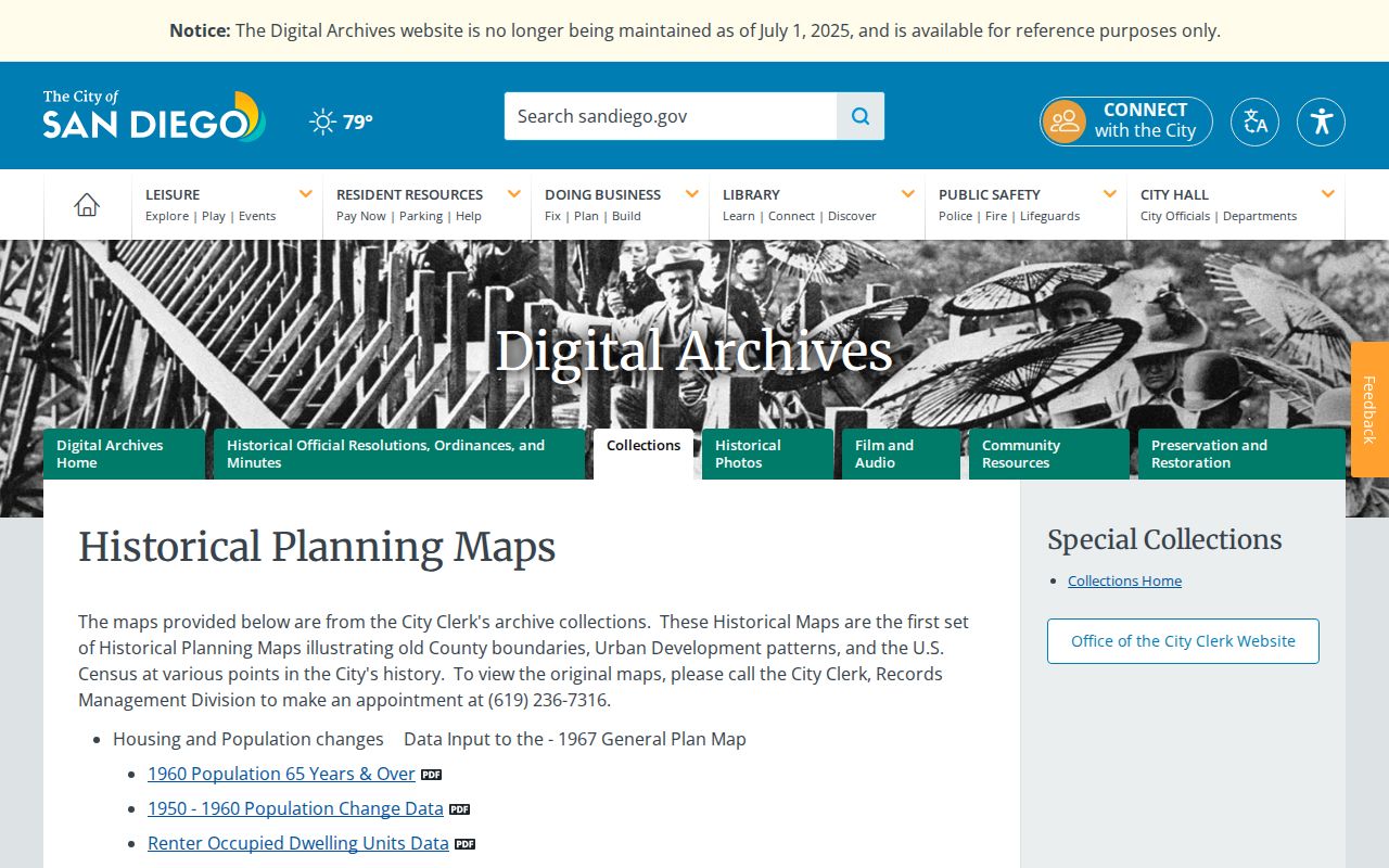 San Diego city directory historical map collection