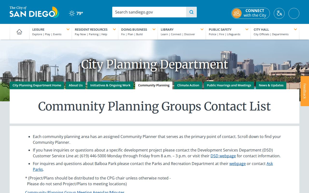 San Diego neighbors community planning group contacts